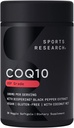 Sports Research CoQ10 (100mg) Enhanced w / Coconut Oil & Bioperine (Black Pepper) for Better Absorption - 124; Vegan, Non-GMO Verified (30 Veggie Softgels)