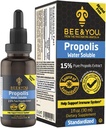 BEE és Ön 15% tiszta propolisz víz oldható kivonat - magas potencia - Zéró cukor - Zéró kalória - Természetes Immuntámogatás & Sore torok Relief Antioxidánsok, Keto, Paleo, Gluten- Free, 1 Fl Oz