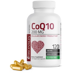Bronson CoQ10 200 MG magas potencia celluláris energia termelés, 120 vegetáriánus kapszula