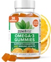 Zenwise Health Omega 3 Gumikiegészítés - Burless Omega 3 Kiegészítés DHA & EPA Fatty Acides for Immune Health - Fenntartható Sourced Halolaj, Flaxseed Oil & Vitamin E - 30 Gumival