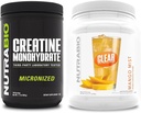 NutraBio kreatin monohidrát, ízesítetlen, (500 g) és tiszta savó fehérje izolátum, (Mango Mist) Kiegészítés Bundle - Izom energia, Maximális növekedés, Recovery, és Erő