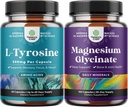 L Tyrosine 500mg kapszula - magas hatáserősségű L- tirosine kiegészítés mentális energia és fókusz támogatás és magnézium-glicinát 400mg per szerving hangulati alvásra és relaxációra