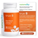 NatureCity True- B Plant- alapú Super B Vitamin Komplex kiegészítés 124; Certified Oraganic Whole Food Plant Sources with Active Folate and Vitamin B12 - (30 Veggie Capsules)