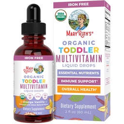 MaryRuth Organics Kids Multivitamin a Toddlers-hez, 124; USDA Organic 124; Toddler Vitamins Folyékony cseppek a Kids Ages 1-124; Toddler Immune Support & Allged Wellness Against 124; Vegan- 124; Non- GMO Agriculture 124; Gluten Free X4; 2 Fl Oz