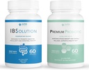 IBSolution Gut Health Bundle - All Natural Gut Health Support & Premium Probiotics w / 40 Million CFU for Support of Irregular Bowels, Bloating, Constipatio, Gáz, Hasi fájdalom - 2 Pack (120 Caps)