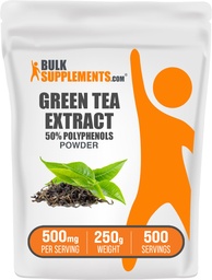 BulkSupplements.comgreen Tea kivonat por - 50% polifenolok kiegészítés, EGCG kiegészítők - Gluten Free, 500mg per szerving, 250g (8.8 oz) (1-es csomag)
