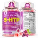 5HTP Gummies felnőttek és gyerekek 8 +, Melatonin Free Gumies Magnézium Glicinate, GABA, L- Glicin, Ashwagandha, B6 vitamin ízletes Zzzs, Brain & Muscle Relaxation, 0 Sugar 60 Count (1-es csomag)