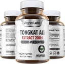 Vegan Labs Tongkat Ali 200: 1 kivonat, 1200MG Per Servings- 180 Vegan Capsules- Támogatja Energia és Stamina- Gluten Free, Non-GMO Premium Quality Supplement