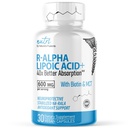 Nutri R Alfa Lipoic Acid 600mg kapszula - R Lipoic Acid Biotinnal stabilizált - R- ALA aktív formája - 600 mg Klinikai adagolás - Erőteljes celluláris energia támogatás - 30 Vegan kapszula - RALA