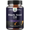 Cold Pressed Black Seed Oil Capsules - Vegan Nigella Sativa Black Cumin Seed Omega Omega 3 6 9 Antioxidánsok és Thymokinone hajnövekedéshez Immunszuppresszív Közös egészség és emésztés