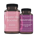 Fenntarthatóság Keratin haj booster Biotin & Resveratrol, Haj- és körömnövekedés kiegészítés, 120 kapszula (60 adag) & Resveratrol 500 mg, Támogatja az egészséges öregedés és az immunrendszer