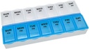 Basic Care (7- nap) AM / PM Pill Organizer, Vitamin Case, És Medicine Box, nagy kompartmentek, 2 alkalommal egy nap, kék és tiszta Lids