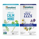 Himalaya Hello Nyugodt elme Bacopa relaxáció, Fókusz és koncentráció & Hello ZZs Melatonin alvástámogatás, 60 kapszula Minden - Bundle