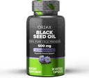 ORZAX Black Seed Oil Cold Pressed 100% Framework 124; Non-GMO - Rich in Omega 3 6 9 & Thymokinone