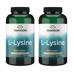Swanson Free Form L- Lysine - Natural Supplement Promoting Stress Support & Idegrendszeri Egészség - Lehet, hogy elősegíti a nyugodt hangulat és relaxáció - (300 kapszula, 500mg minden) 2 Pack
