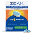 Zicam Cold & Flu- szerű tünetek Echinacea és Sambucus, Homeopátiás, Cink, hűtés Borsmenta Flavor, Segít hideg tünetek, 20 tabletta