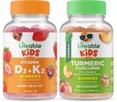 Életképes D3-vitamin + K2-vitamin Kids + Kurkuma Krumin Kids, Gumies Bundle - Nagy ízű, vitamin kiegészítés, glutén mentes, GMO mentes, rágható gumi