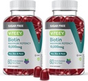 Viteey Biotin Gummis für Haar, Haut, und Nägel 10.000mcg - Sugar Free - Haarwachstum Gummis, Gesunde Haut Glow, Strong Gesunde Nagelwachstum - Vegan, Glutenfrei, Gelatin Free Tasty Berry Flavor