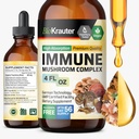 BIO KRAUTER Immun Support Gomba kiegészítés - Lions Mane, Shiitake, Törökország Tail, Reishi, Chaga & Maitake Folyékony kivonat - Gomba Complex Tincture - Vegan Drops 4 Fluc Oz.