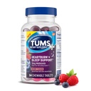 TUMS Heartburn Plus Sleep Support Chewable Diétás kiegészítő tabletták alkalmi Heartburn Relief Plus Alvástámogatás, Berry Fusion - 54 Count
