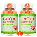 2 Pack CoQ10 Gumies 250 mg, Plus Omega3, Magnézium, B12 vitamin celluláris energia, agy & antioxidáns, 5X Jobb abszorpciós koenzim Q10 kiegészítés - 120 Cts