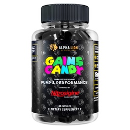 ALPHA LION Gains Candy, kiegészítő tabletták izompumpa és vér áramlás, nitrogén-oxid booster, támogatja a mentális fókusz, használja a napi továbbfejlesztett edzés teljesítmény, 63 kapszula (Nitrozigin)