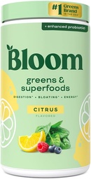 Bloom Nutrition Superfood Powder, Digestic Enzimes with Probiotics and Prebiotics, Gut Health, Bloating Relief for Women, Chlorella, Green Juice Mix Beet Root Powder, 60 SVG, Citrus