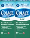 Colace 2- in- 1 Stool Softener Plus Stimulant Laxative a gyengén hatékony székrekedés enyhítésére, Docusate Nátrium- Plus Sennosides, 60 Count (2. csomag)