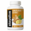 STAY ALIVE tiszta gyömbér gyömbér kapszula 1000mg, 10: 1 kivonat por 5% gingerolokkal, 120 tabletta, extra erős gyömbér por, vegán, nem-GMO és gluténmentes gyömbér kiegészítés