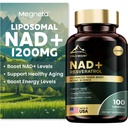 Liposzómás NAD + Kiegészítés 1200mg Trans Resveratrol - Boost NAD + Levelek, energia & anti-aging támogatás - Vegan, 100 Softgels