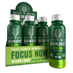 BrainJuice Focus & Energy Drink Shots, Nootropic with Alpha GPC, B Vitamins & Organic Green Tea koffein, Supports Focus, Memory & Clarity, Non-GMO, Gluten Free, Classic, 2.5 fl oz, 12 Pack