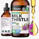 BIO KRAUTER ® Milk Thistle Supplement for Life Cleanse & Detox - Liquid Milk Thistle Extract Сontains Silymarin for Digestive Support 4 Fl.Oz - Alkohol és cukor mentes, 56 napos ellátás