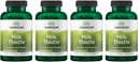 Swanson Milk Thistle (Szabványosított) - Gyógynövény májfenntartó kiegészítés w / 80% Silymarin - Natural Formula Assistance to Maintain General Health & Wellbeing - (120 kapszula) (4 csomag)