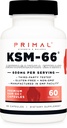 Primal KSM- 66 Ashwagandha Complex (60 kapszula / 60 adag, 600 mg Per Serving) - KSM- 66 Ashwagandha fekete bors kivonattal, glutén mentes, nem GMO