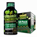 Vitamin Energy Workout + Extra Strength Energy Shot Sour Apple 48 Pack, 260mg Natural koffein, Pre- Edzés, B- Vitaminok, Ásványok, Endurance & Performance, Zéró Sugar, Gluten- Free, Vegan, 1,93 fl oz
