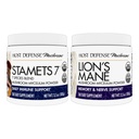Host Defense Bundle with Stamets 7 Gomba por, 3.5 oz & oroszlán sörénypor, 3.5 oz - Support Immune Health with 7 Species Blend - Support Brain Health, Memory & Focus *