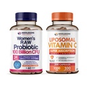 Teljes értékű wellness probiotikumok nők részére 100 milliárd CFU prebiotikumokkal, emésztőenzimekkel + Liposzómás C-vitamin Kapszulák Magas abszorpció, aszkorbinsav kiegészítés