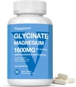 Magnézium-glicinát 1600mg-os kiegészítők - B6-vitaminnal és cinkkel, D3-vitaminnal, alvó, izom-, csont- és immun-egészségügyi, magas abszorpciós Magnesio, nem-GMO, Vegan 90 kapszula