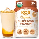 KOS Vegan Protein Pulver, Gesalzener Caramel Kaffee - Low Carb Pea Protein Blend, Bio-Pflanze Superfood reich an Vitaminen & Minerals - Keto, Dairy Free - Meal Ersatz für Damen & Herren - 15 Servierungen