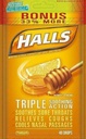 Halls menthol - Köhögéscsillapító / orális anesztetikum, Honey- Lemon, Drops, 40 ct.