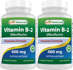 Best Naturals B2-vitamin (Riboflavin) 400 mg - Migrén Relief - Veggie Capsules - Conezyme Precistor - 120 Count (120 Count (Pack of 2))