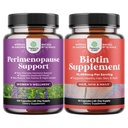 Bundle of Perimenopause Supplement für Frauen -Multibenefit Menopause Relief für Frauen 120ct und reine Biotin Pillen für Frauen Männer - Stoppen Sie Haarausfall dünne natürliche Ergänzung für Shiny Thick Haarwachstum