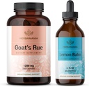 HERBAMAMA Goat 's Rue and Lemon Balm Kit - Bundle of 1200 mg Goat' s Rue Capsules & Lemon Balm Liquid Drops 4 fl oz - Vegan, Non-GMO, Sugar & Alcohol- Free - 2 Pack