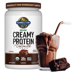 Kert az élet krémes szerves vegán fehérje por + OatMilk, 20 g teljes növényi alapú fehérje, kókuszvíz, MCTs, Sproted Grains, Prebiotikumok, probiotikumok - gluténmentes, csokoládé brownie, 2 LBS