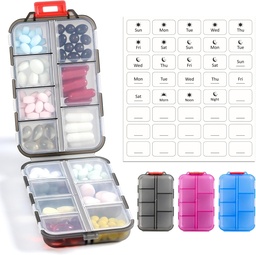 3 Pack 14 GRIDS Travel Pill Organizer Box címkével - Travel Medicine Case Kit - Pocket Daily Pharmacy Container - Travel Medication Holder Dispenser for Fish Oil Vitamin Supplement Storage - Tiszta