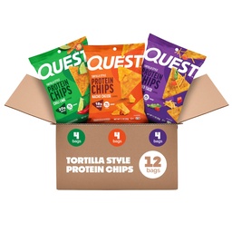 Quest Nutrition Tortilla Style Protein Chips Variety Pack, Chili Lime, Nacho Cheese, Load Taco, Low Carb, High Protein, Gluten Free, 1.1 oz (12 darabos csomag)
