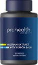 ProHealth Valerian Extract + Lemon Balm (60 Kapseln) 160 mg Valerian + 80 mg Lemon Balm | Relaxation & Sleep Support | No Morning Grogginess | Vegan | Gluten Free | Soy Free