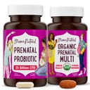 Mama Natural Prenatalis Bundle - Organic prenatalis Vitamins for Women + Célzott probiotikumok terhességre & Post partum Wellness - Csak 2 tabletta naponta - Vegan & Non-GMO (30 napos ellátás)