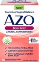 AZO Boric Acid Suposaces for Women, Support Odor Control and Balance Vaginal PH with Clinically Studed Boric Acid, Non-GMO, 30 Count