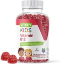 Viteey B12 vitamin Gumicukorka, 1000mcg - Metabolizmus, Natural Energy Support - Vegan, Zselatin mentes, Gluten mentes, GMO mentes - Tasty Chewable B12 málna ízesített gumi